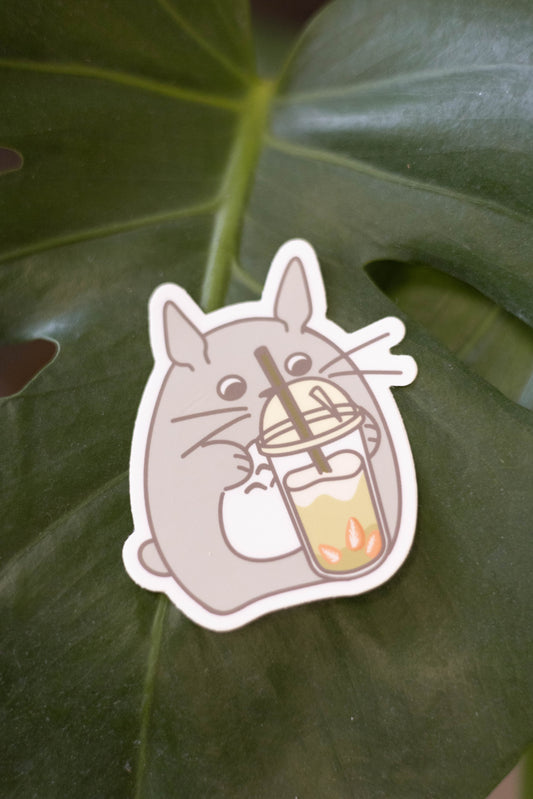 Sweet Totoro Sticker- Matcha Strawberry Drink